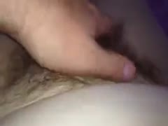 My married slut is giddy with delight as I finger her curly vag.
